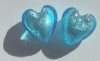 2 15mm Aqua and Silver Foil Hearts
